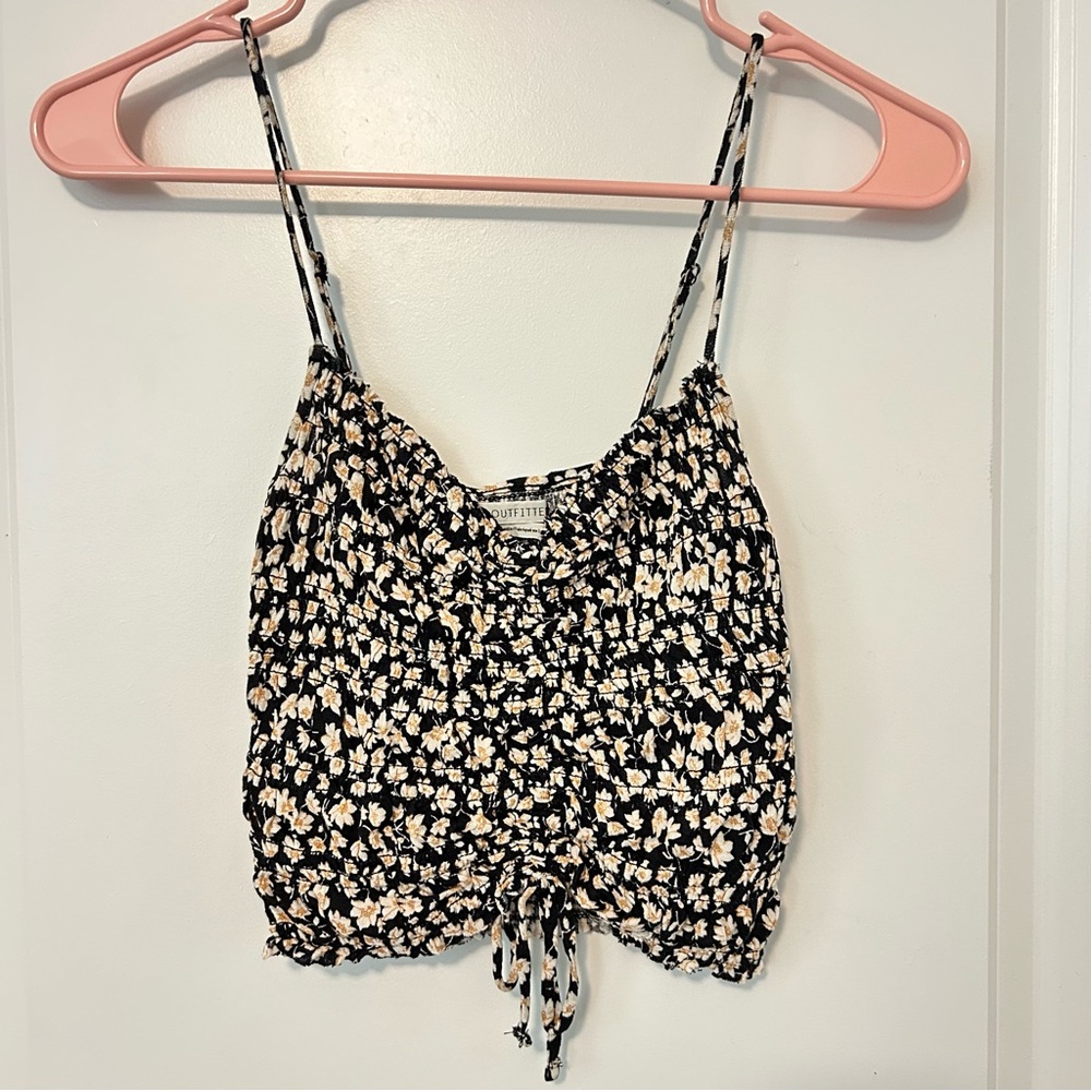 Urban Outfitters Black and Brown Ruched Camisole